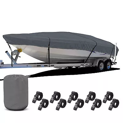 Heavy Duty Trailerable Boat Mooring Cover 17' 18' 19' Ft Gray Storage Covers • $82.99
