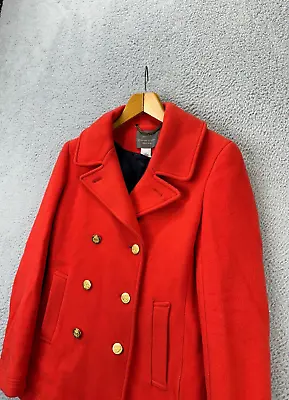 J.Crew Jacket Womens 8 Stadium Cloth Nello Gori Orange Wool Nylon Blend Pea Coat • $80