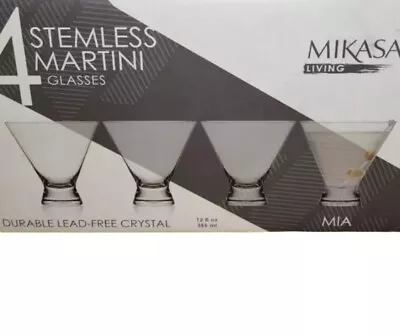 Mikasa 4 Stemless Martini Glasses Set New Mikasa Mia Stemless Martini Glasses  • $19.90