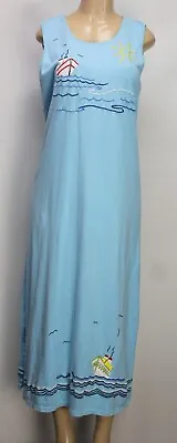 Vintage Michael Simon Lite Women's Dress  Embroidered Blue Size M • $29