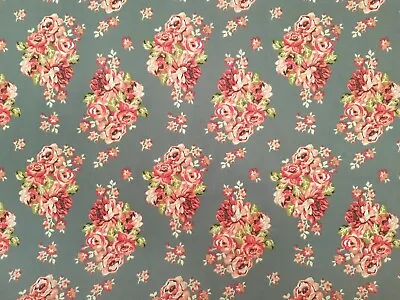 £4 • Buy Old English Vintage Floral Rose - Printed Poly Cotton Fabric - Width 112 Cm
