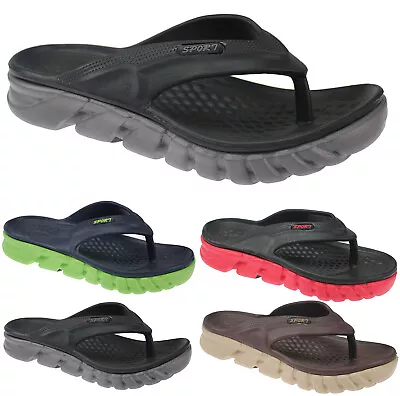 New Mens Summer Sandals Toe Post Casual Mule Beach Pool Shower Flip Flops Shoes • £8.95