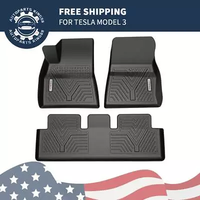 3D Laser Floor Mats For 2017-2023 Tesla Model 3 Black All Weather Rubber Liners • $54.99