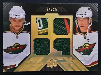 2008-09 UD Black Gold Quad Patch Jersey Marian Gaborik Mikko Koivu 24/25 • $34.90