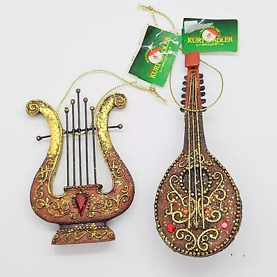 Instrument Xmas Ornament Harp Mandolin Resin Embellished Stones Glitter K Adler • $13