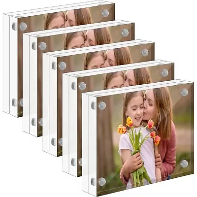 5 Pcs Mini Acrylic Picture Frames Clear Acrylic Photo Business Card Frame Des... • $23.91