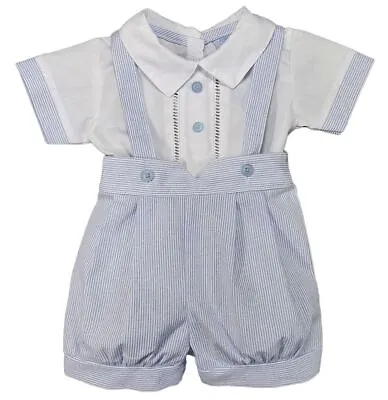 Baby Boy Dungaree Shorts Shirt Set Traditional Spanish Style Braces • £13.99