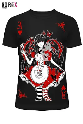 Cupcake Cult Wonderland T-shirt Alice Goth Punk Anime Cartoon Cotton Tee Top • £16.99