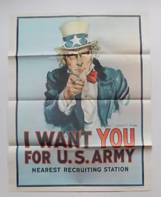 I Want YOU For U.S. Army: Nearest Recruiting- Uncle Sam Poster 1975 - 22 X 28 In • $6.88