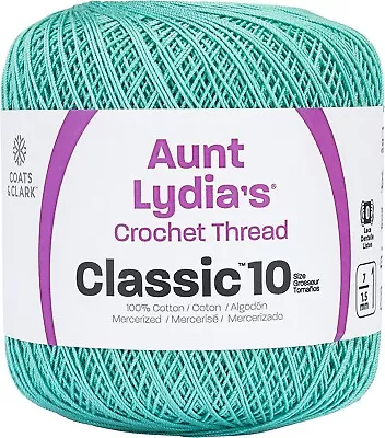 3 Pack Aunt Lydia's Classic Crochet Thread Size 10-Aqua 154-450 • £16.39