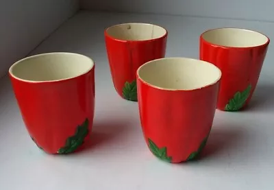 Vintage Mid Century  Juice Cups Hand Painted 1950s Japan Set Of 4 • $15.95