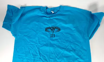 Van Halen VHIII Crew T-Shirt RARE Check Out The Big Brain On Brad Blue Adult XL • $200
