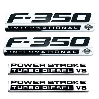 4x F350 International PowerStroke Turbo Diesel V8 Fender Emblems Chrome Black • $49.99