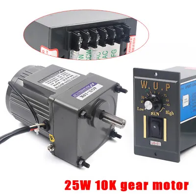 25W AC110V Gear Motor Electric Motor Variable Speed Controller 1:10 0-135RPM/MIN • $69.35