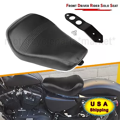 Motor Black Leather Rider Driver Solo Seat For Harley Sportster 48 72 2016-2021 • $34.18