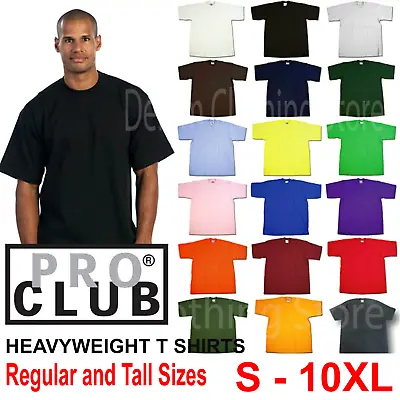 1 New Pro Club Men's Blank Heavy Weight Crew Neck Short Sleeve T-shirt S - 10xl • $11.95