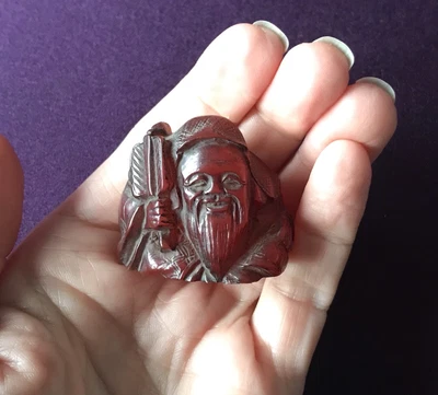 £29.50 • Buy Red Amber ? Netsuke Japanese Man Signed 