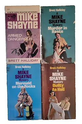 Lot Of 4 Brett Halliday Mike Shayne Mysteries Armed Dangerous Dell 1st Prints • $20.11