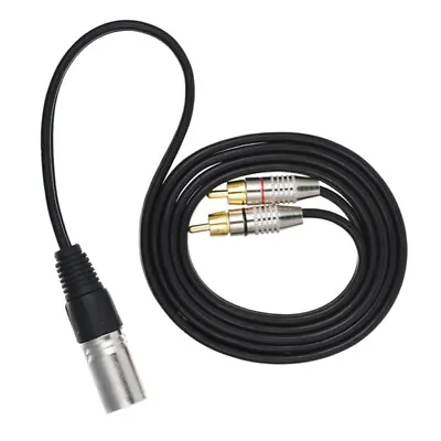 2 RCA Phono Male Plug To XLR 3-Pin Male Audio Cable Y-Splitter Adapter Cord • £7.64