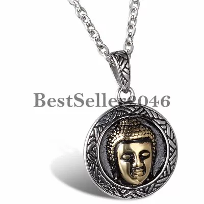 Retro Lucky Bodhi Buddha Charm Mens Women Stainless Steel Pendant Necklace 22  • $10.99