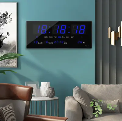$39.95 • Buy LED Wall Digital Clock 3615 Calendar Temperature Date Wall Table Red Green Blue
