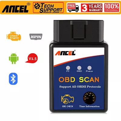 ANCEL ELM327 Bluetooth Car OBD2 Scanner Diagnostic Check Engine Code Reader Tool • $4.99