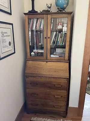 Antique Oak Secretary Bookcase Chest Drop Front 3 Drawers 28  Wide 15  Deep • $795