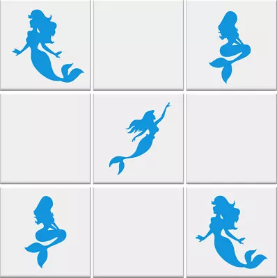 Bathroom Tile Stickers Transfers MERMAID Nautical Vinyl Wall Decals  *3 DESIGNS* • £3.49