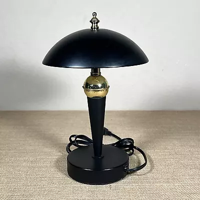 MCM Metal Atomic Mushroom Flying Saucer Desk Table Lamp UFO Black Gold VTG • $49.99