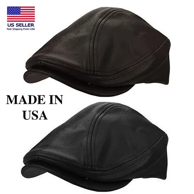 $21.99 • Buy [Made In USA] 100% Genuine Leather Ascot Newsboy Ivy Hat Cap