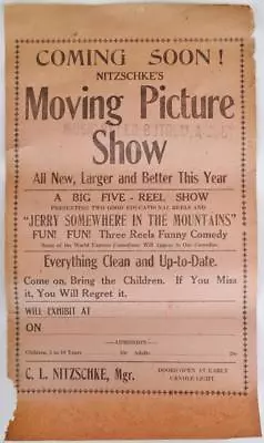 Movie Poster Antique 1917 Moving Picture Jerry Somewhere In The Mountains Silent • $90