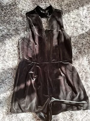 Topshop Velvet Playsuit & Lace Back - Size 10 Petite • £7