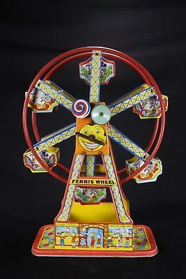 J. Chein Vintage Ferris Wheel Tin Toy With Disney Characters 16 1/2  Tall Works • $375.95