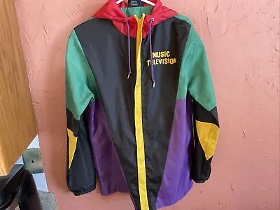 MTV Color Block Windbreaker Jacket Unisex Size S 2020 Cool! Preowned Retro 80s • $9.99