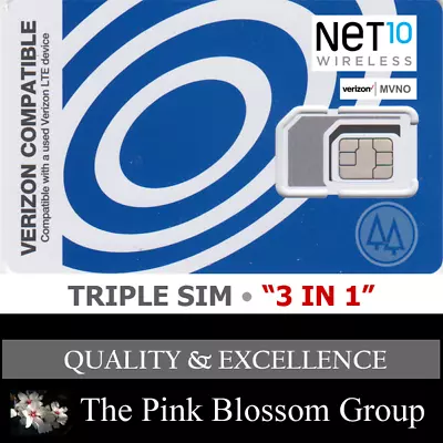 NET10 WIRELESS Triple SIM Card  3 In 1  NANO • CDMA 4GLTE Verizon MVNO • VZW NEW • $2.97