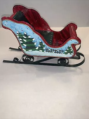 Metal Painted Christmas Sleigh .Very Decorative & Beautiful 14.75”L X 4.5”W • $19.95