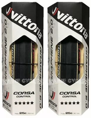 Vittoria Corsa Control G 2.0 Graphene Clincher 700 X 25 Black / Tan / Para • $58.50