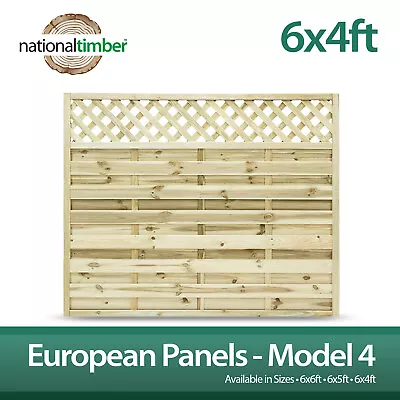 European Garden Fence Panel 6x4ft Omega Square Lattice Top Pressure Treated • £64.99