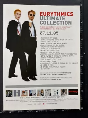 EURYTHMICS - ULTIMATE COLLECTION 8X11  Original Magazine Advert M83 • $6.21
