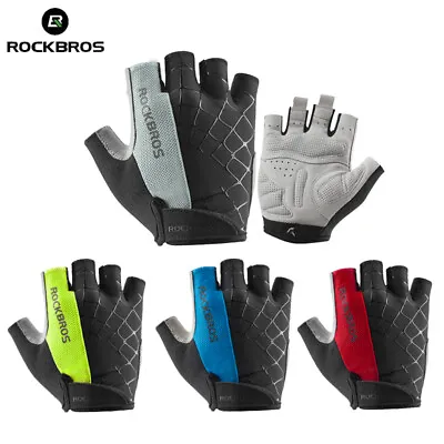 ROCKBROS MTB Bike Golves Fingerless Padded Cycling Gloves Outdoor Sports Unisex • $21.99