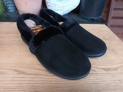 £27 • Buy Bnwt Skechers Cali Memory Foam Black Faux Suede Fur Lined Slippers Size 7
