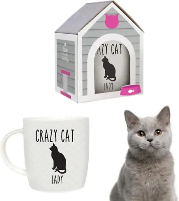 Black Cat Crazy Cat Lady Humorous Novelty Cat Mug Tea Coffee Cup With Gift Box • £10.99