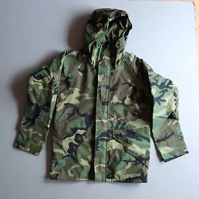 US Military Issue Gore-Tex Woodland Camo Cold Weather Parka Jacket Small ECWCS • $125