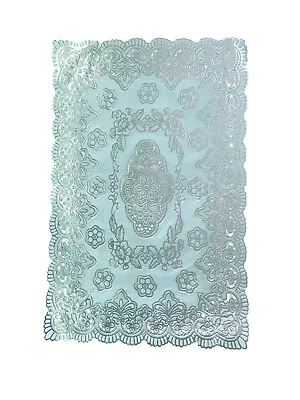 £3.89 • Buy Pvc Silver Rectangle Lace Effect  Place Mat Home Christmas Weddings Table Decor