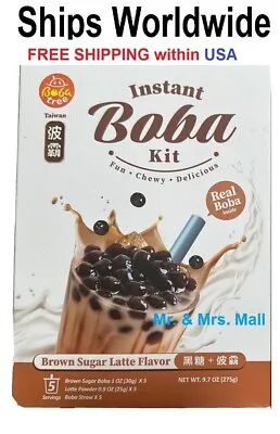 Instant Boba Kit Taiwan BLACK TEA & Brown Sugar Latte Drink Real Boba Chewy 1 PK • $13.10