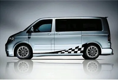 VW TRANSPORTER T4 T5 T6 VAN GRAPHICS STICKERS DECALS CAMPER CHEQUER.*Any Colour • $37.24