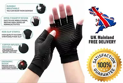 Anti Arthritis Gloves Hand Support Pain Relief Copper Finger Compression UK • £5.99