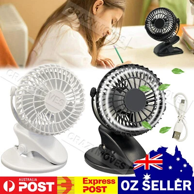 $13.75 • Buy Portable 360° Mini Fan Travel Rechargeable USB Clip On Desk Fan Pram Cot Car VIC