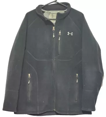 Under Armour Jacket Men Black Full Zip Up Heavyweight Coldgear Outdoors ~ XL • $29.99