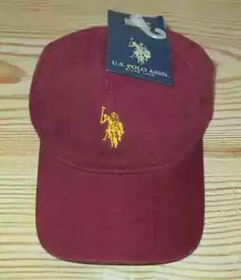 NWT US Polo Assn Logo Monogram Twill Burgundy Hat Adjustable OSFM One Size • $21.75